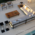 prix à bas prix meubles de conception de conception haute densité métallique en aluminium en alliage imperméable villa hôtel patio jardin extérieur canapé